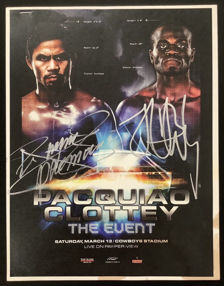 Manny Pacquiao Signed Fight Program 3/13/10 Pacman Boxing vs J Clottey Auto JSA