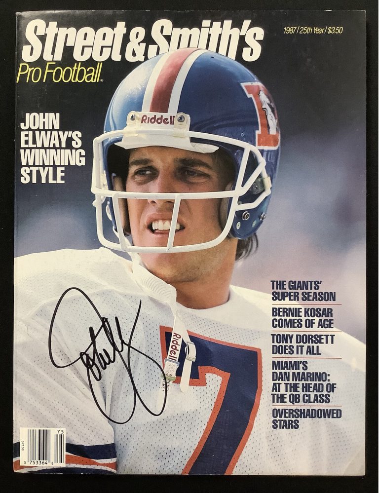 John Elway Signed 1987 Street & Smiths Football Yearbook Broncos Auto HOF JSA