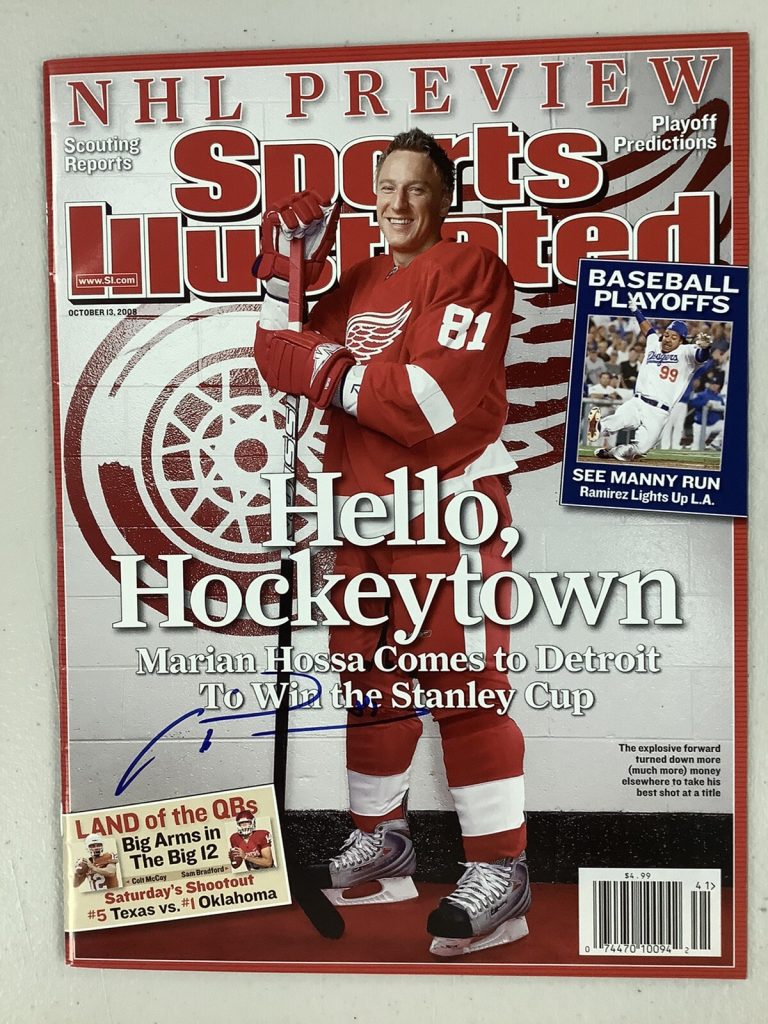 Marian Hossa Signed Sports Illustrated 10/13/08 No Label Red Wings Auto HOF JSA