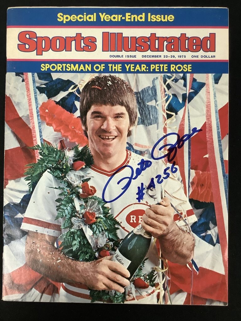 Pete Rose Signed Sports Illustrated 12/22/75 No Label Baseball Auto SOY ROY JSA