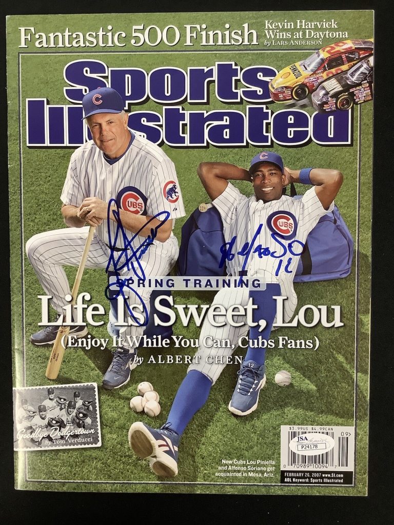 Lou Piniella Signed Sports Illustrated 2/26/07 No Label Cubs Soriano Auto JSA