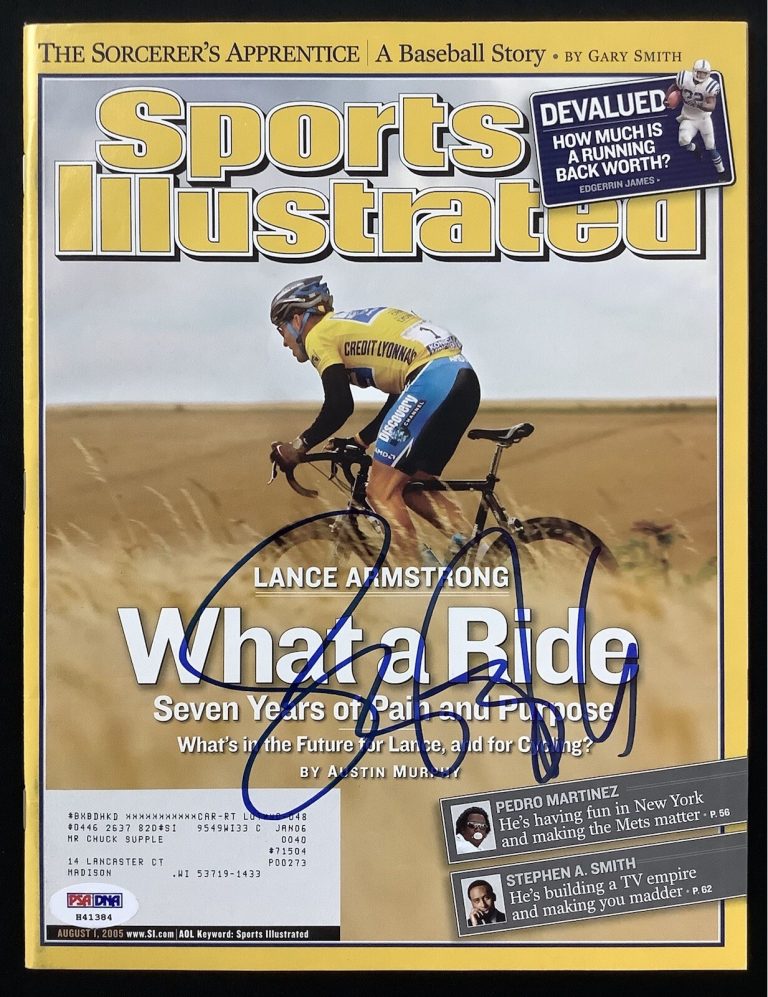 Lance Armstrong Signed Sports Illustrated 8/1/05 Bike Cycling Autograph PSA/DNA