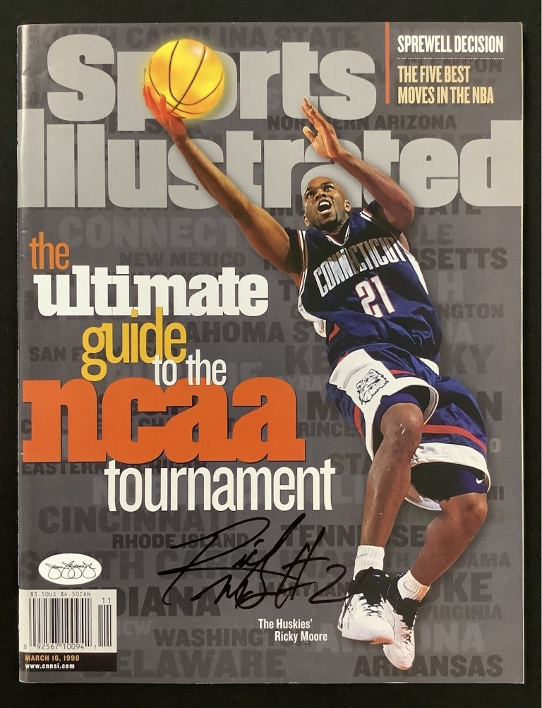 Ricky Moore Signed Sports Illustrated 3/16/98 No Label UConn Huskies Auto JSA