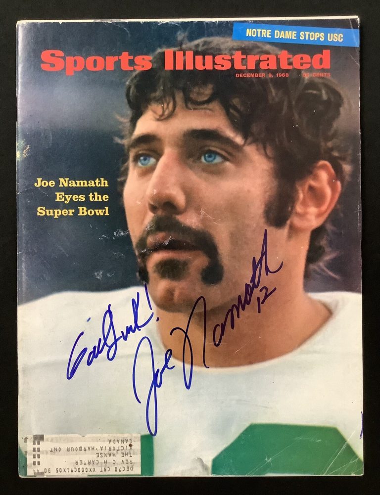 Joe Namath Signed Sports Illustrated 12/9/68 Jets Auto Good Luck Ins HOF PSA/DNA