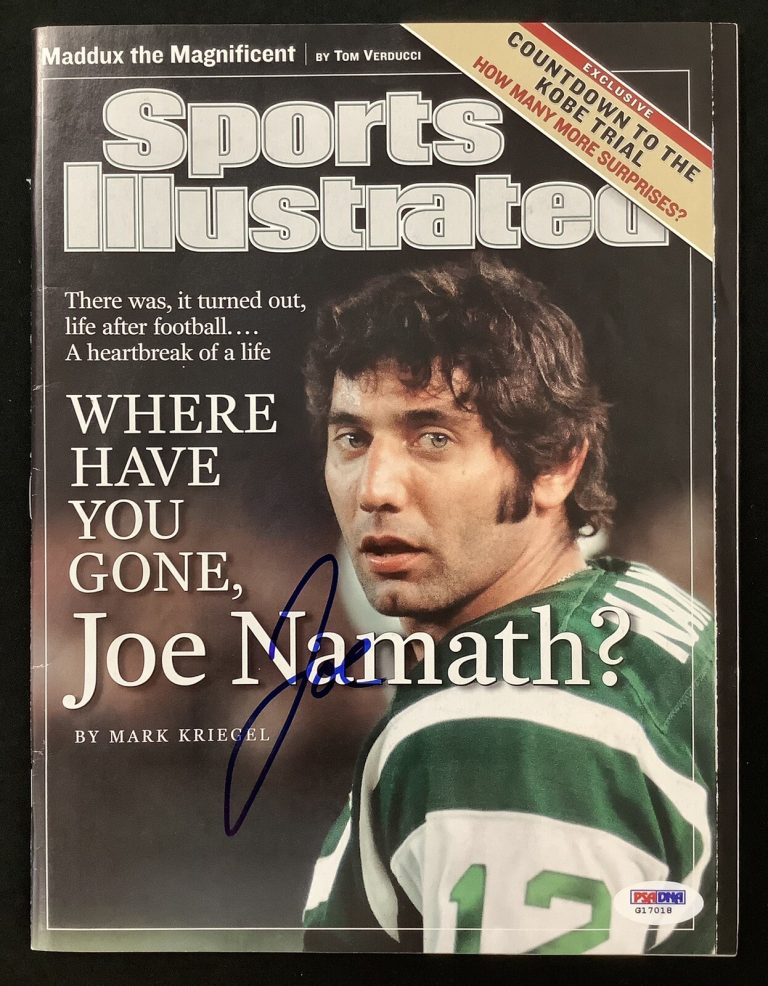 Joe Namath Signed Sports Illustrated 8/9/04 No Label Jets Autograph HOF PSA/DNA