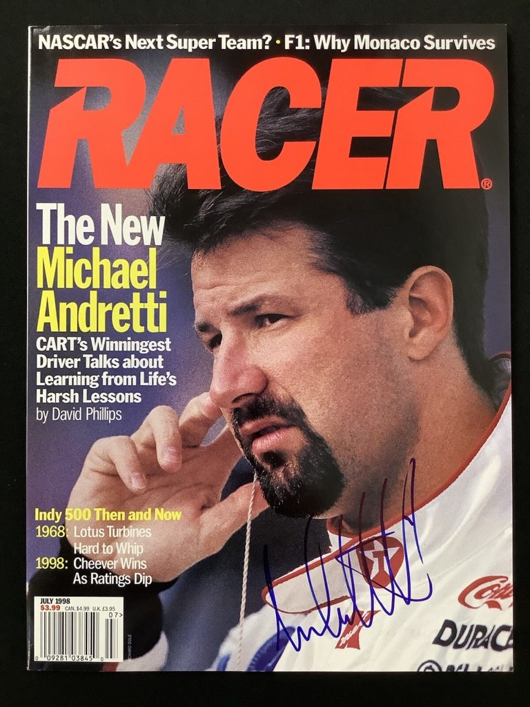 Michael Andretti Signed Racer Magazine July 1998 Formula1 Autograph Indy 500 TPG