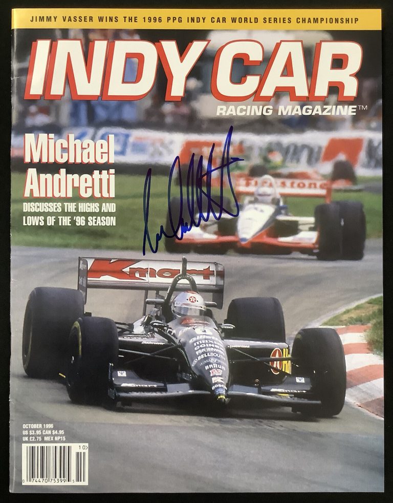 Michael Andretti Signed Indy Car Racing Mag Oct 1996 Formula 1 Autograph 500 TPG