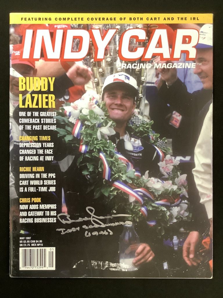 Buddy Lazier Signed Indy Car Racing Mag May 1997 Formula 1 Autograph Indy500 TPG