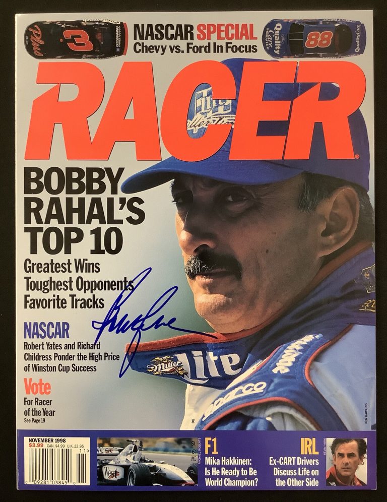 Bobby Rahal Signed Racer Magazine Nov 1998 IndyCar 500 Champ CART Autograph TPG