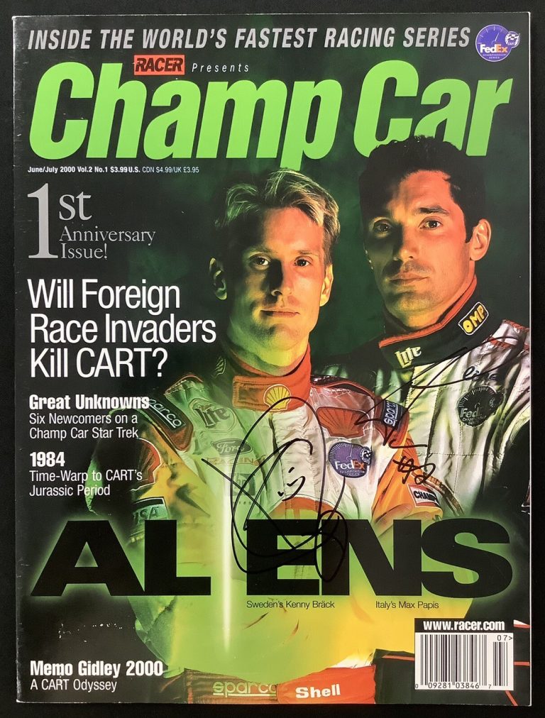 Kenny Brack Signed Champ Car Mag June 2000 Indy CART Max Papis Auto Racing TPG
