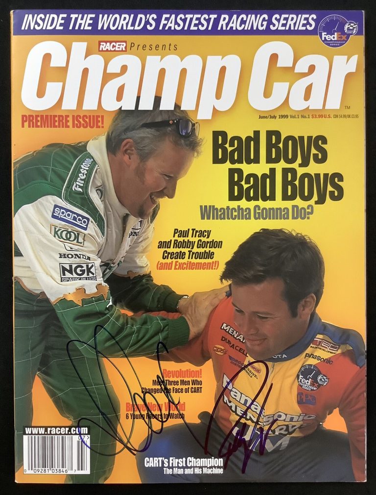 Paul Tracy Signed Champ Car Mag June 1999 Robby Gordon Auto CART 500 Racing TPG