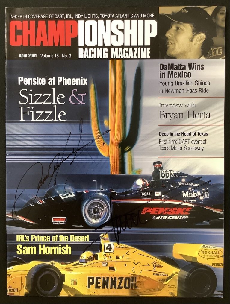 Sam Hornish Jr Signed Championship Racing Mag April 2001 Gil de Ferran Auto TPG