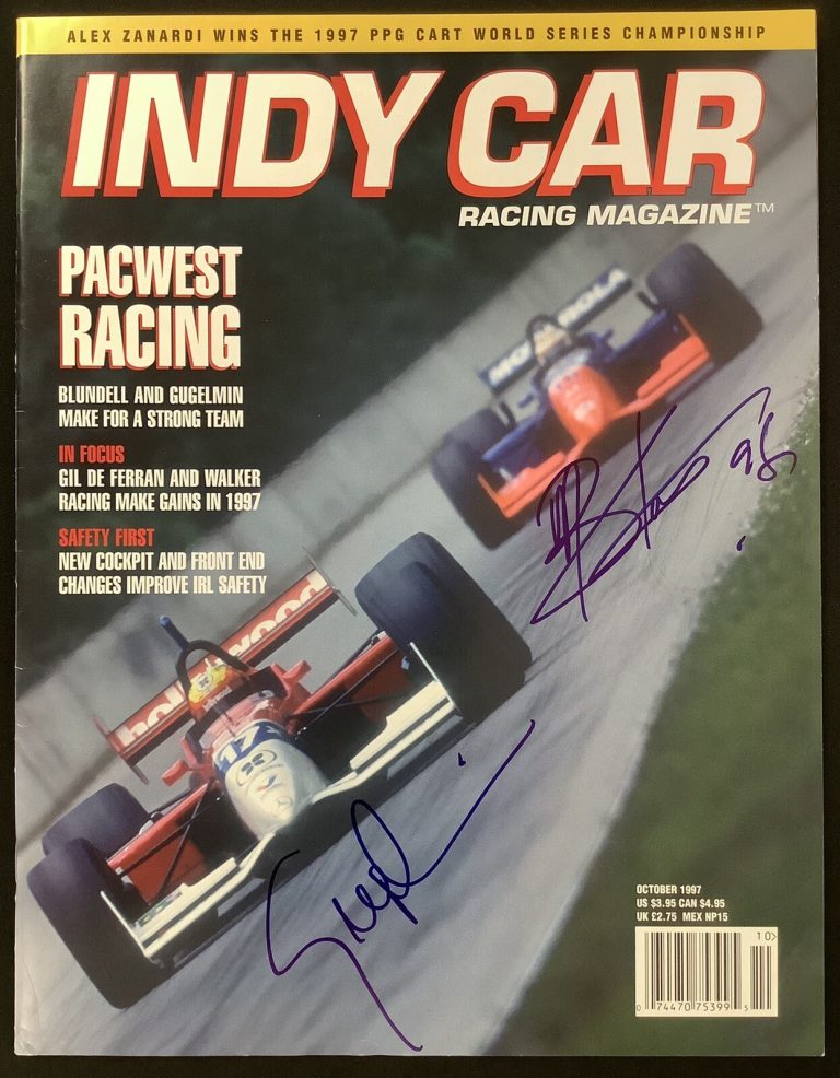 Mark Blundell Signed IndyCar Racing Mag Oct 1997 CART Mauricio Gugelmin Auto TPG