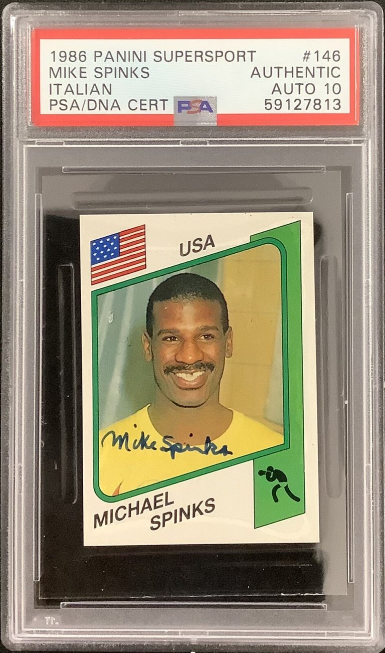 Michael Spinks Signed 1986 Panini Supersport #146 Boxing Rookie PSA/DNA Auto Gem