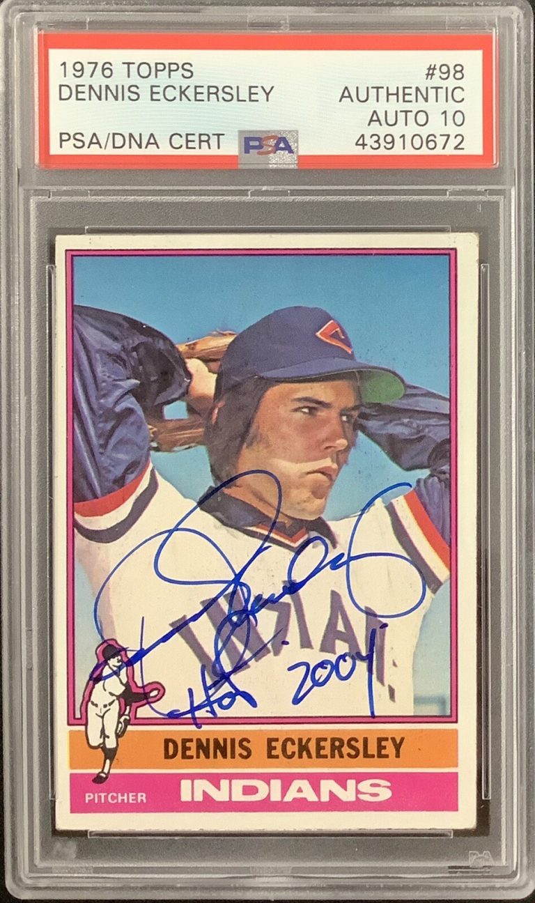 Dennis Eckersley Signed 1976 Topps #98 Rookie Card Indians HOF PSA/DNA Auto 10