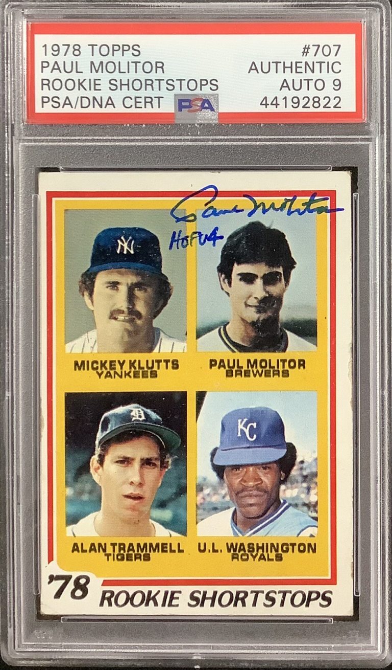 Paul Molitor Signed 1978 Topps #707 Card Brewers HOF 04 Inscrip PSA/DNA Auto 9