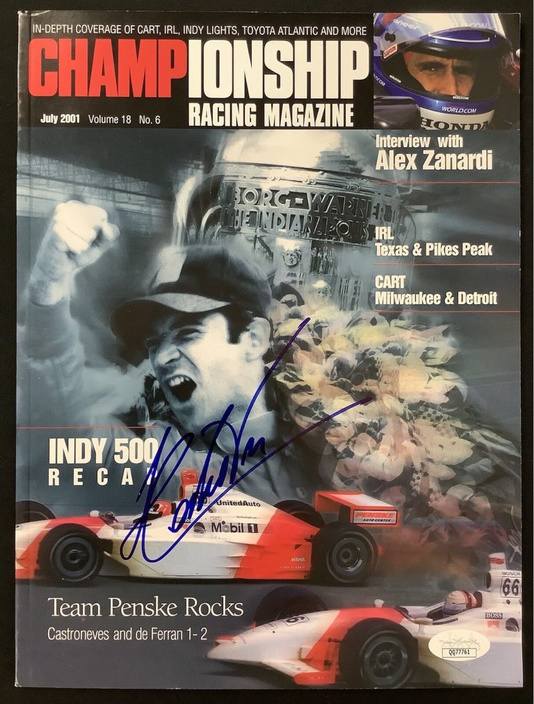 Helio Castroneves Signed Championship Racing Mag July 01 Indy500 Penske Auto JSA