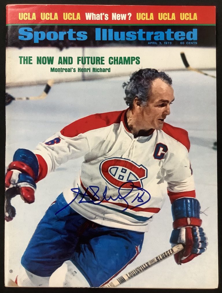 Henri Richard Signed Sports Illustrated 4/2/73 NoLabel Hockey Canadiens Auto JSA
