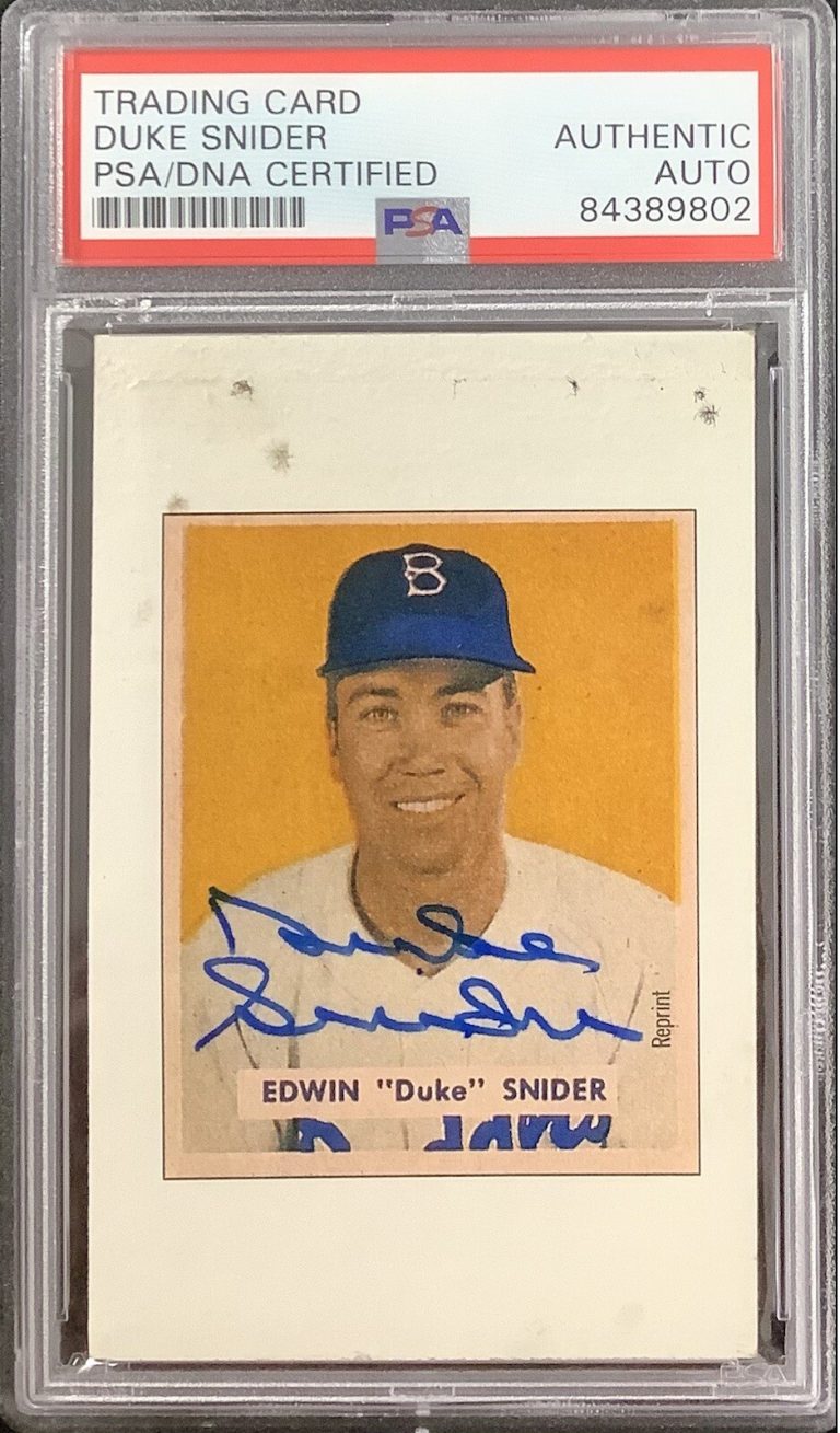Duke Snider Signed 1989 Bowman Rookie RP Baseball Dodgers Auto HOF WSC PSA/DNA