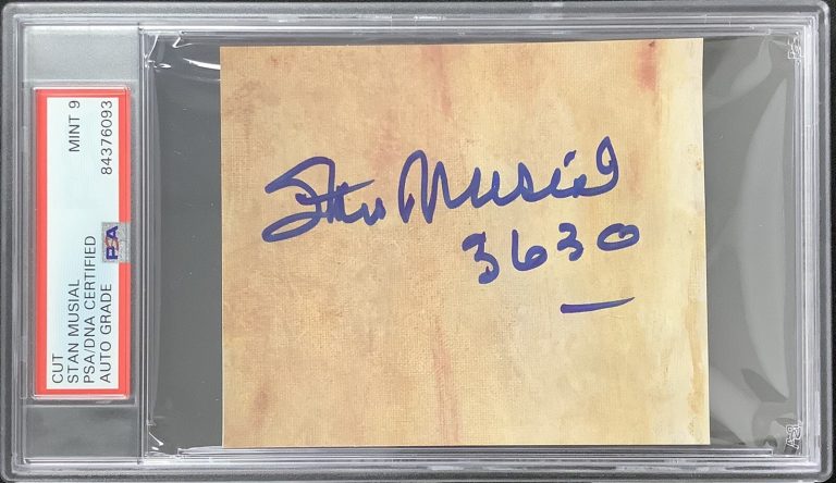 Stan Musial Signed Cut 3000 Hit Club Cardinals Baseball HOF PSA/DNA Auto Mint 9