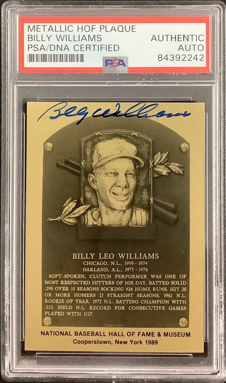 Billy Williams Signed Gold Mini Metallic Plaque Card 1989 HOF Auto Cubs PSA/DNA