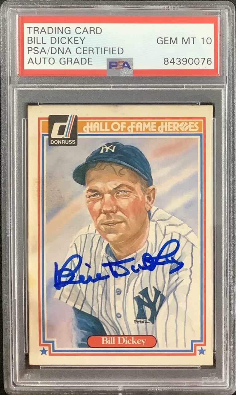 Bill Dickey Signed 1984 Donruss HOF Heroes #26 Card Yankees PSA/DNA Autograph 10