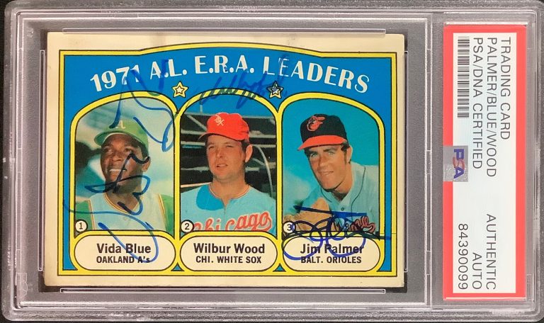Jim Palmer Signed 1972 Topps #92 Orioles Baseball Card Wood Blue Auto PSA/DNA