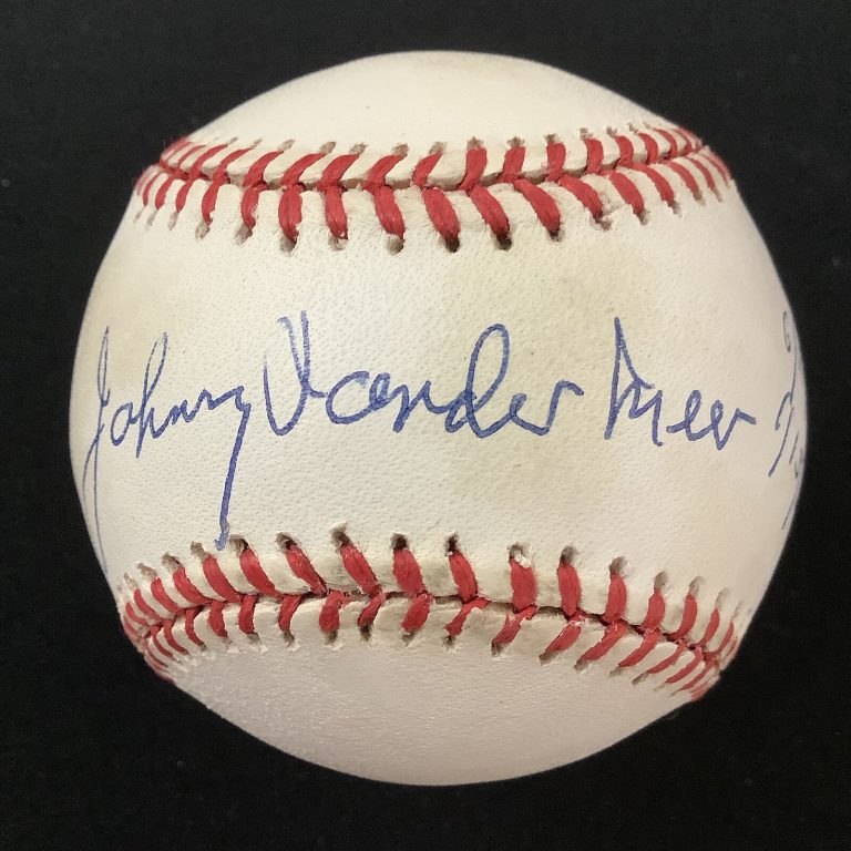 Johnny Vander Meer Signed Baseball LSC Reds Auto No Hitter Inscription PSA/DNA