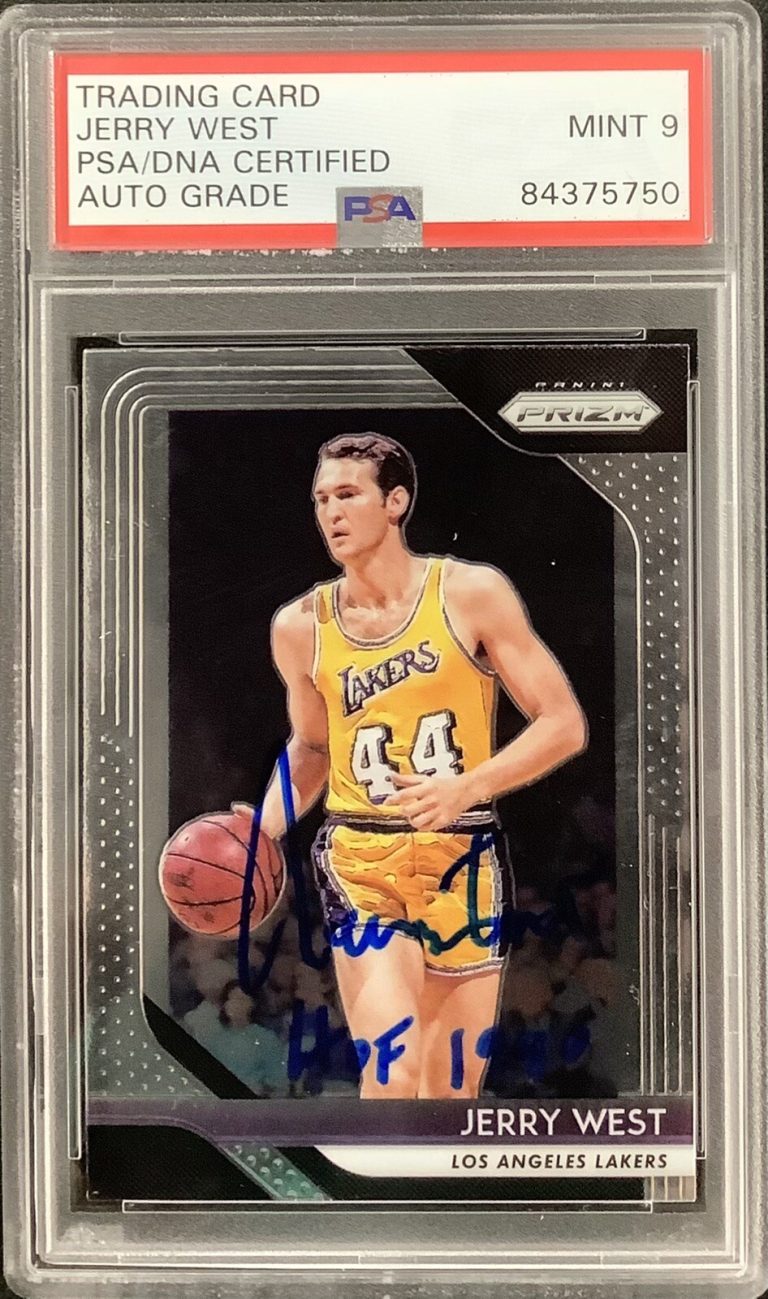 Jerry West Signed 2018 Panini Prizm #145 Card Lakers HOF 1980 Ins PSA/DNA Auto 9