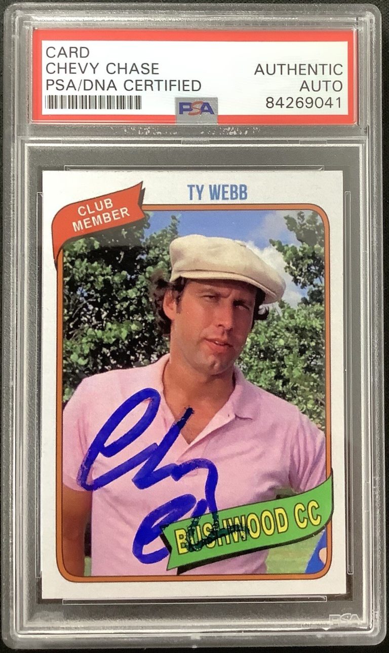 Chevy Chase Signed Card Caddyshack Bush Wood Country Club PSA/DNA Golf Autograph