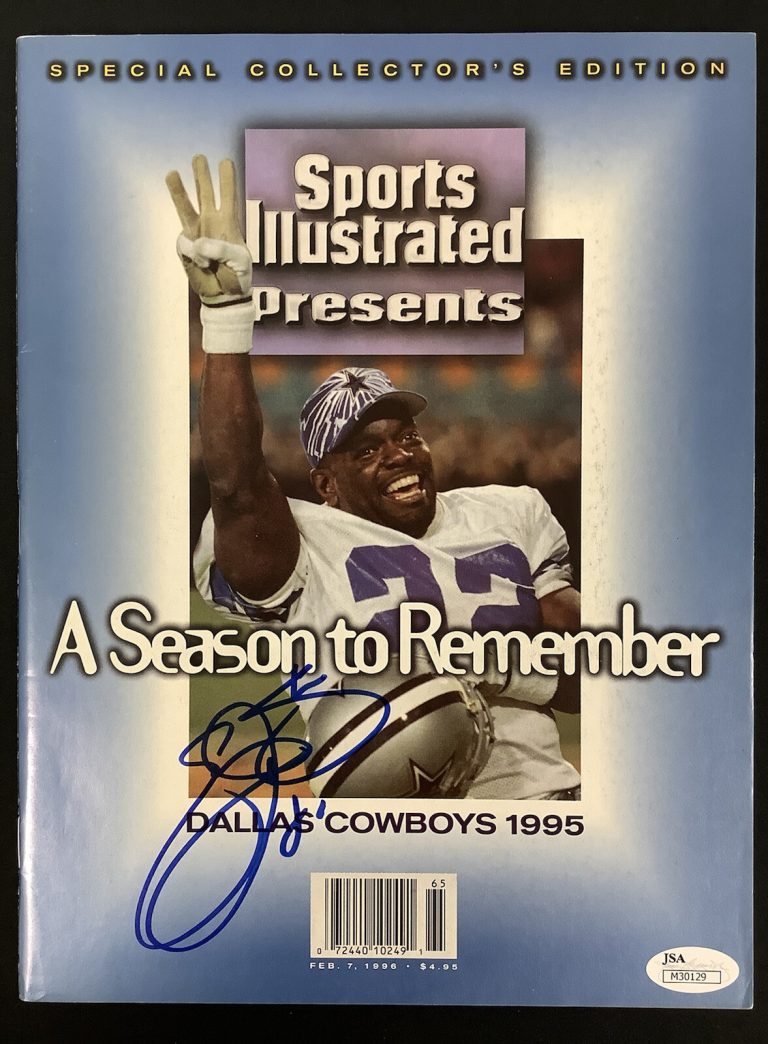 Emmitt Smith Signed Sports Illustrated Mag 2/7/96 No Label Cowboys Auto HOF JSA