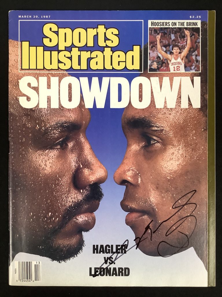 Sugar Ray Leonard Signed Sports Illustrated 3/30/87 No Label Auto Hagler PSA/DNA