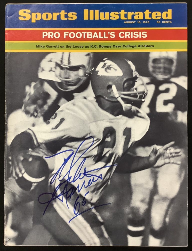 Mike Garrett Signed Sports Illustrated 8/10/70 No Label KS Chiefs Auto CHOF JSA