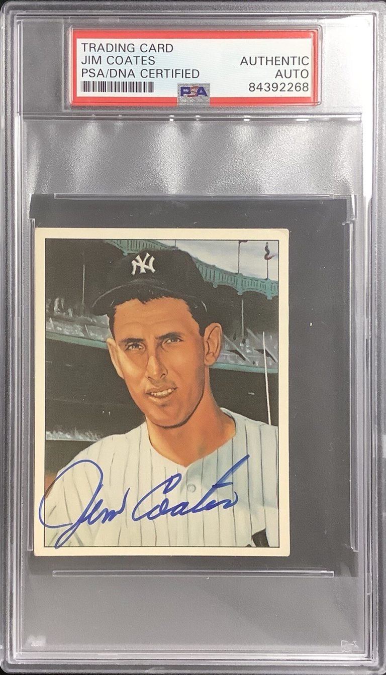 Jim Coates Signed 1983 TCMA #8 Card 50 Years of Yankees WSC Autograph PSA/DNA