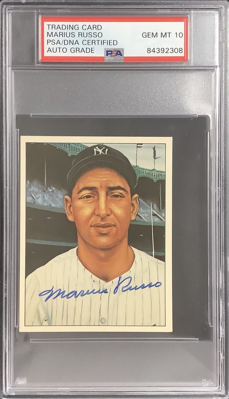 Marius Russo Signed 1983 TCMA #38 Card 50 Years of Yankees PSA/DNA Auto Gem 10