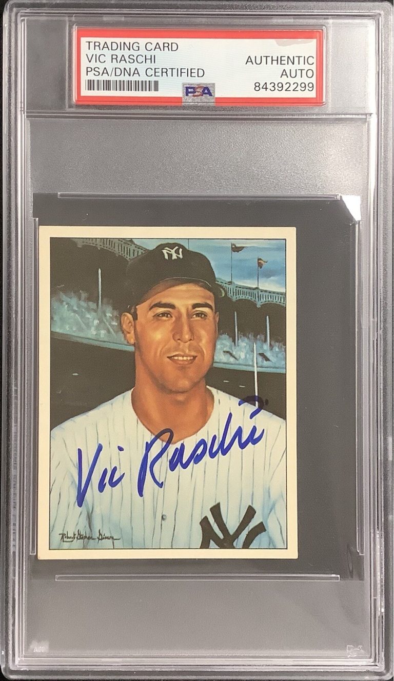 Vic Raschi Signed 1983 TCMA #34 Card 50 Years of Yankees WSC Autograph PSA/DNA