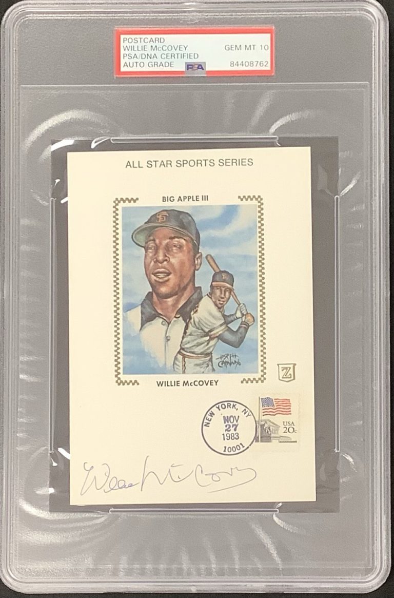 Willie McCovey Signed ZSilk Cachet Postcard Giants Auto HOF PSA/DNA GEM MT 10