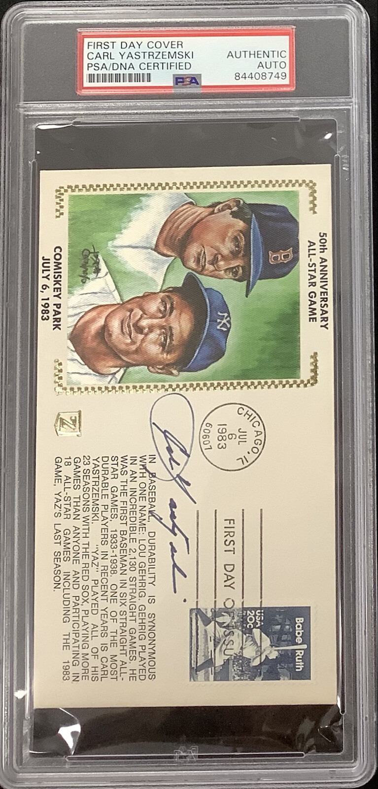 Carl Yastrzemski Signed FDC Envelope Jul 6 1983 Red Sox Auto Gehrig HOF PSA/DNA