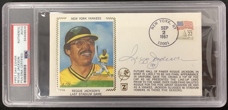 Reggie Jackson Signed FDC Envelope Sep 2 1987 NYY Athletics Auto HOF SS PSA/DNA