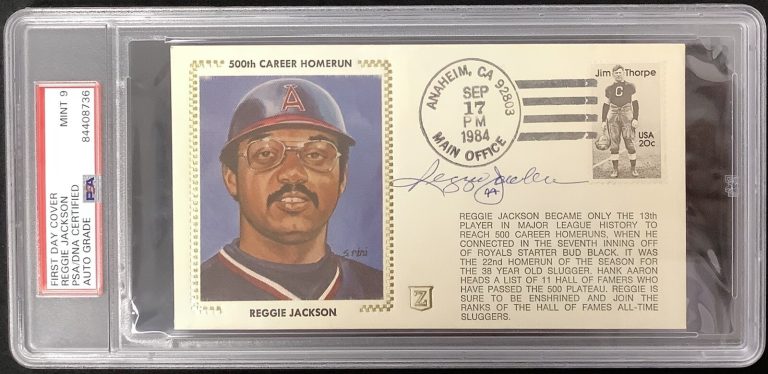 Reggie Jackson Signed FDC Envelope Sep 17 1984 500th HR NYY Auto PSA/DNA MINT 9