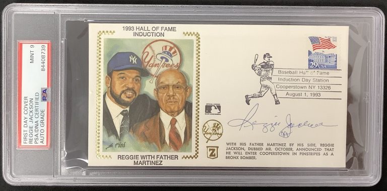 Reggie Jackson Signed FDC Envelope Aug 1 1993 HOF Induction Auto PSA/DNA MINT 9