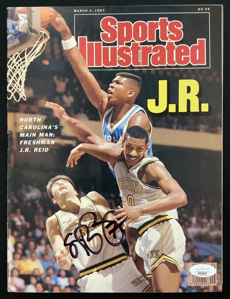 JR Reid Signed Sports Illustrated Mag 3/2/87 No Label NC Tar Heels Autograph JSA