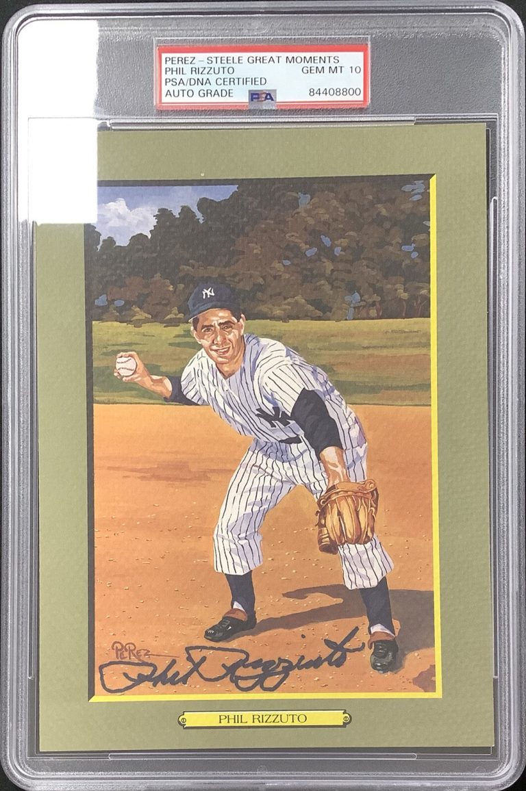 Phil Rizzuto Signed Perez Steele Great Moments Postcard Yankees PSA/DNA Auto 10