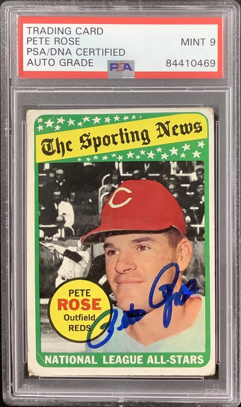 Pete Rose Signed 1969 Topps #424 Baseball Card Reds PSA/DNA Autograph Mint 9
