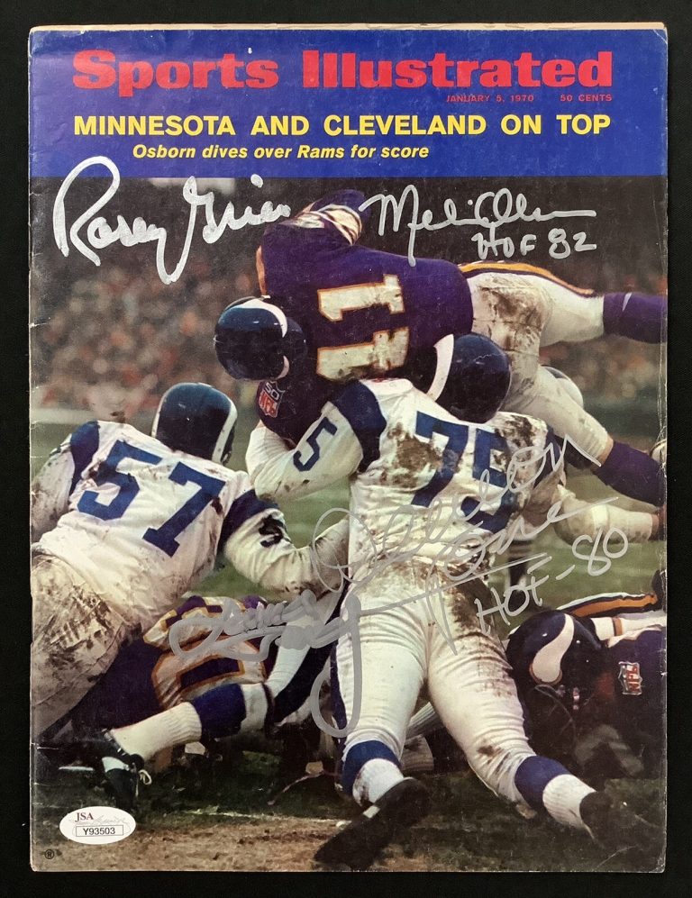 Deacon Jones Signed Sports Illustrated 1/5/70 No Label Merlin Olsen +2 Autos JSA