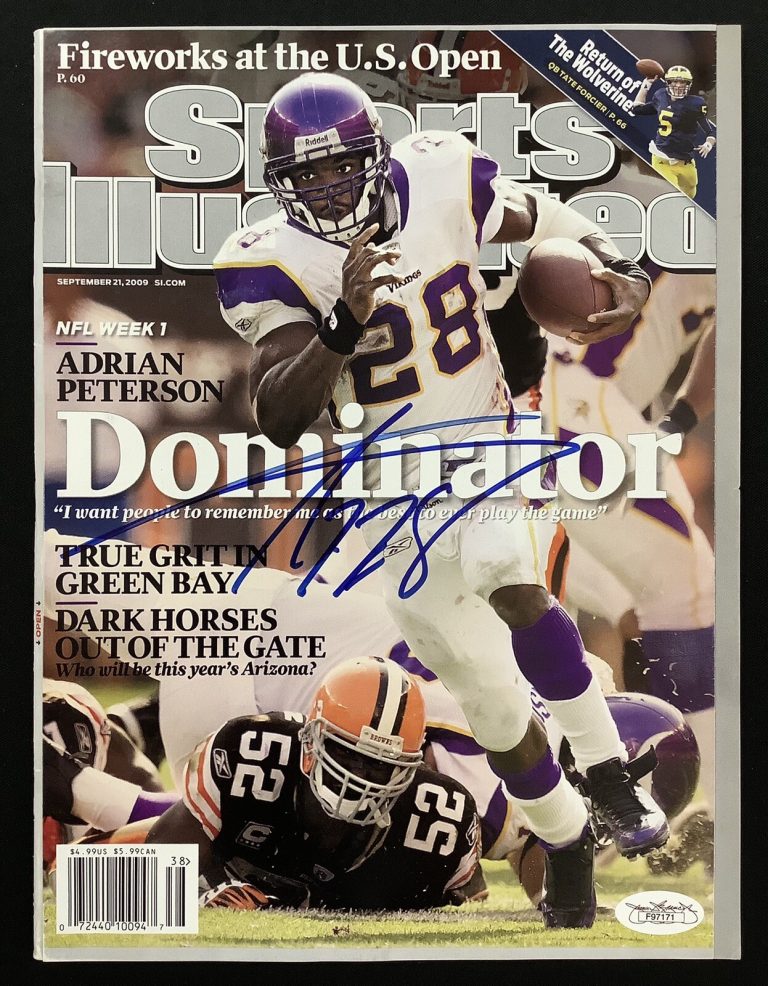 Adrian Peterson Signed Sports Illustrated 9/21/09 No Label Vikings Autograph JSA