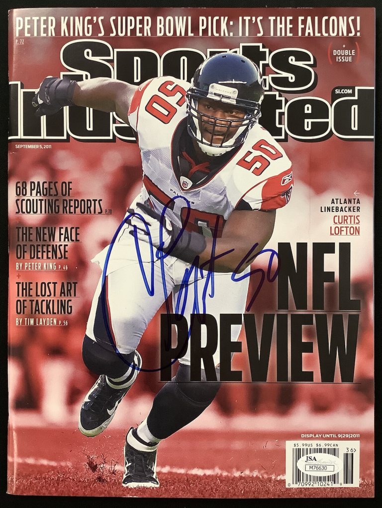 Curtis Lofton Signed Sports Illustrated 9/5/11 No Label Falcons Autograph JSA