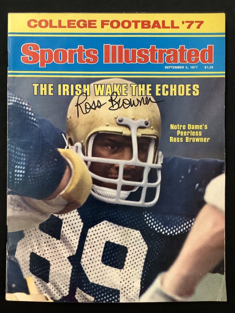 Ross Browner Signed Sports Illustrated Mag 9/5/77 No Label Notre Dame Auto JSA
