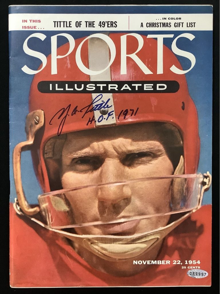 YA Tittle Signed Sports Illustrated 11/22/54 No Label 49ers Auto HOF 71 Steiner