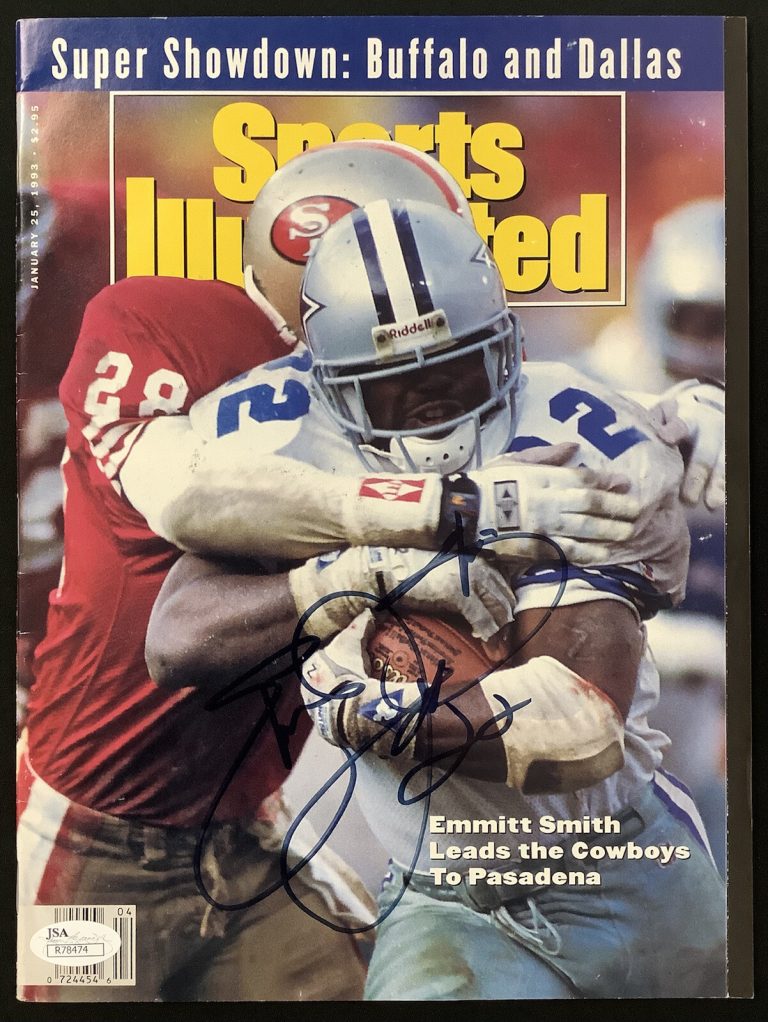 Emmitt Smith Signed Sports Illustrated Mag 1/25/93 No Label Cowboys Auto HOF JSA